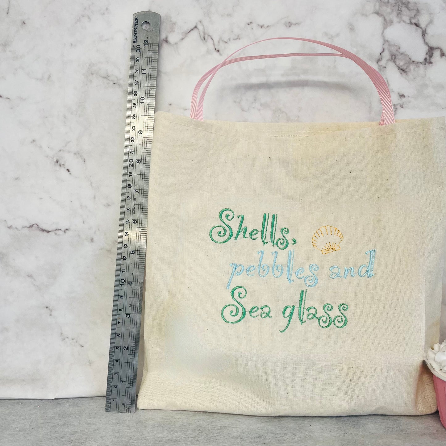 Shells, Pebbles and Sea Glass beach treasure travel bags.