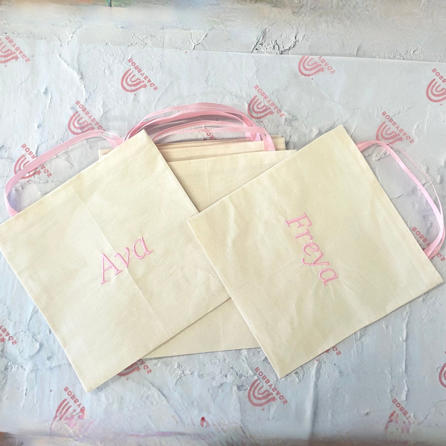 Personalised BABY PINK Cotton Party Bags