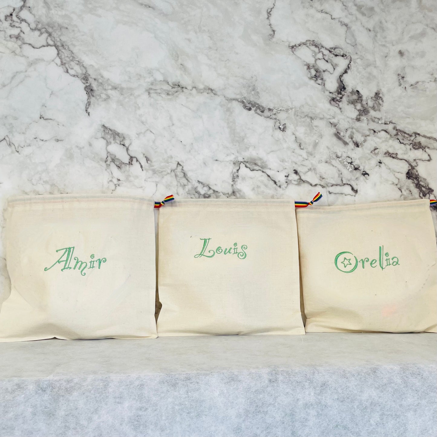LIGHT GREEN drawstring personalised gift bag