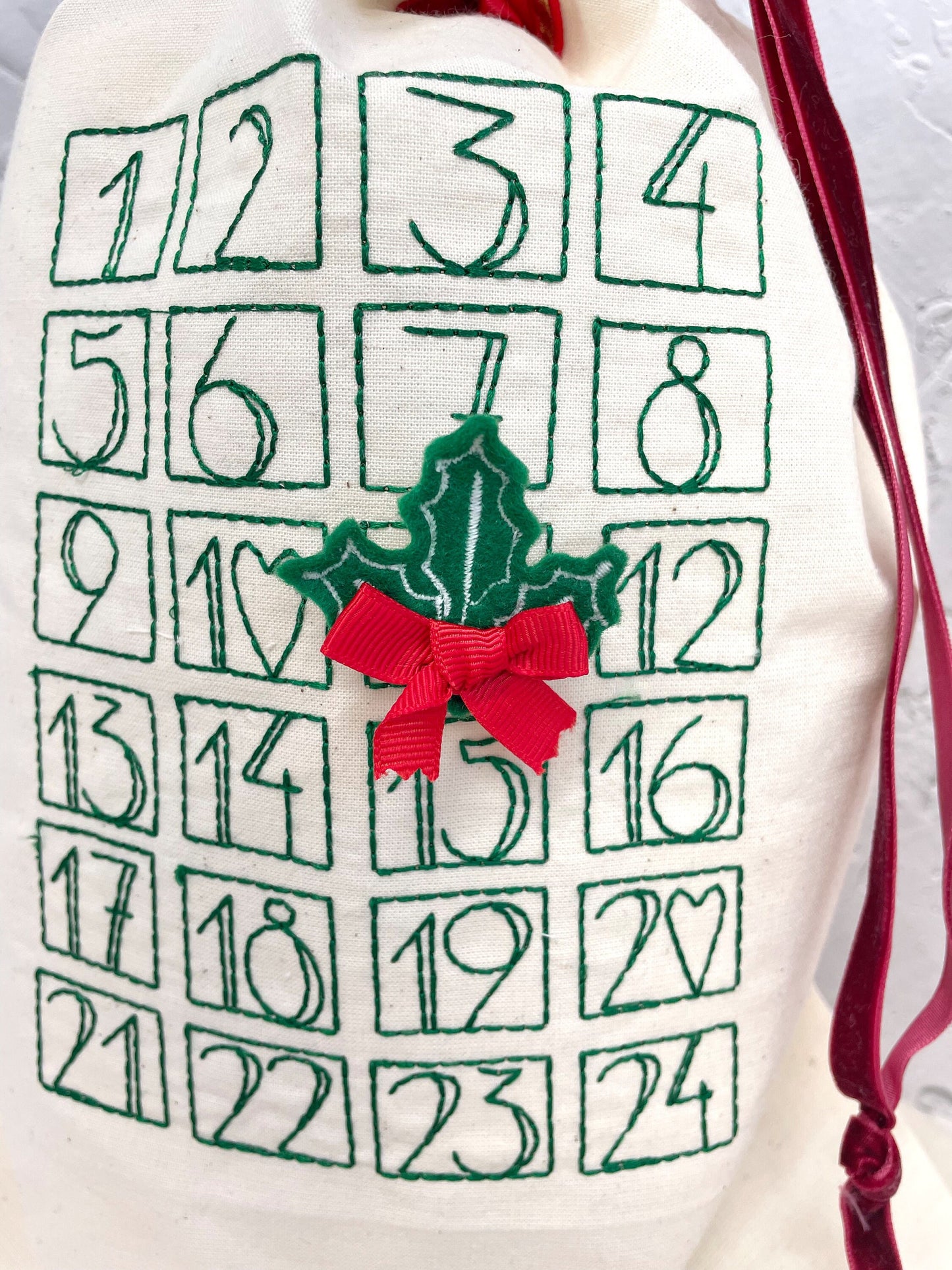 Personalised advent calendar, advent sack for grown ups, cotton calendar bag, Christmas decor for kids, Christmas sack, reusable calendar