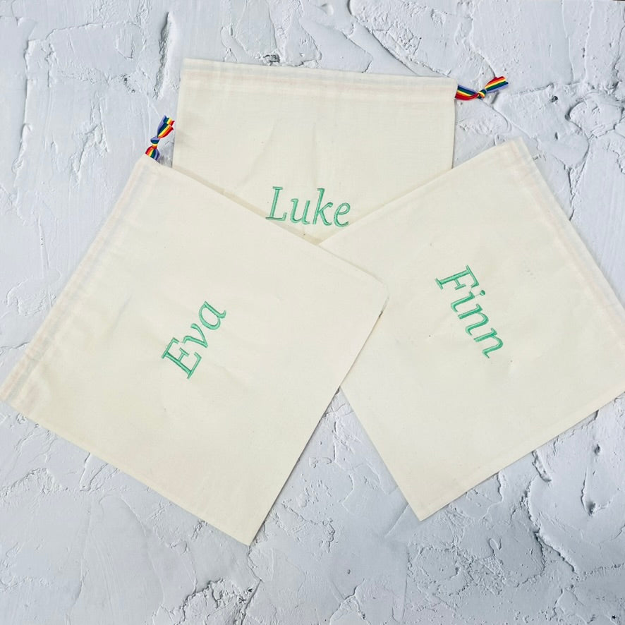 Light Green personalised cotton drawstring bags