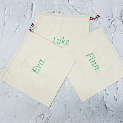 Light Green personalised cotton drawstring bags