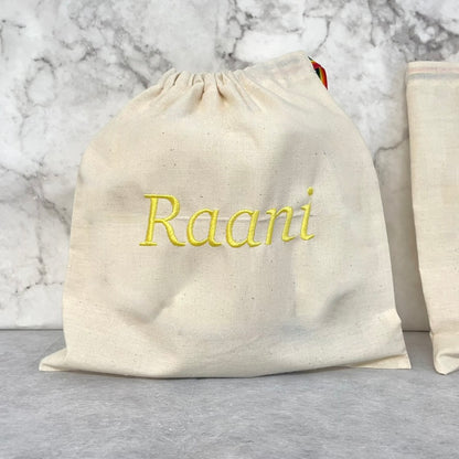 YELLOW personalised cotton drawstring bags