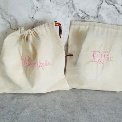 BABY PINK personalised cotton drawstring bags