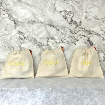 YELLOW personalised cotton drawstring bags