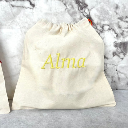 YELLOW personalised cotton drawstring bags