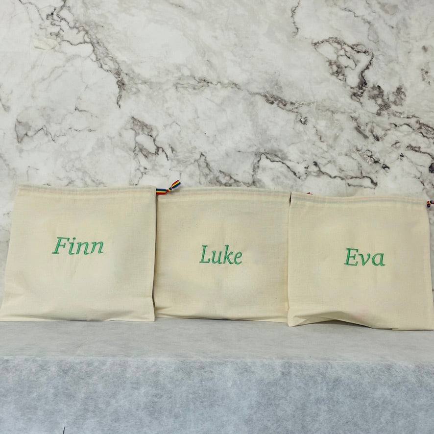 Light Green personalised cotton drawstring bags