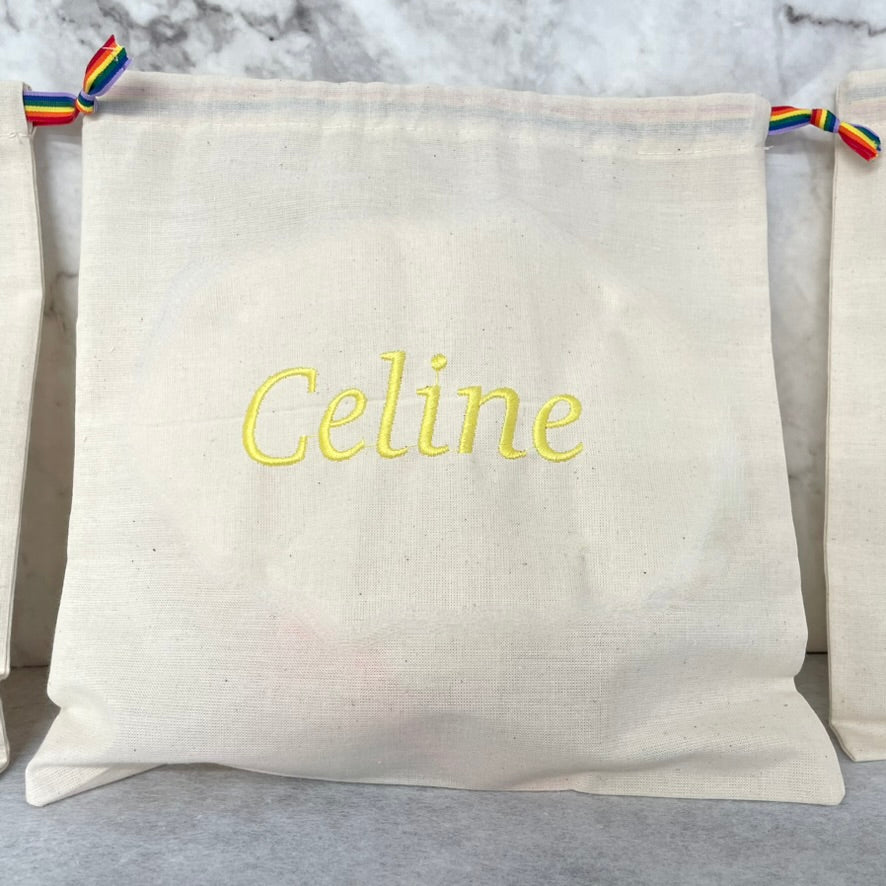 YELLOW personalised cotton drawstring bags