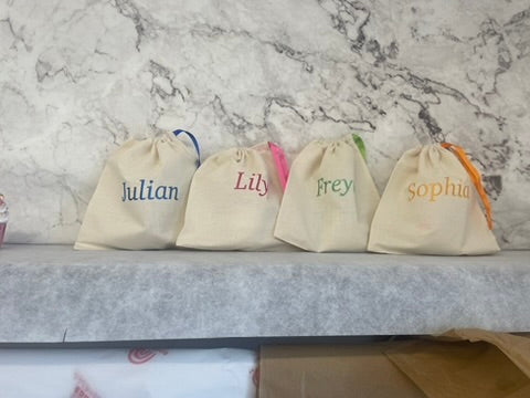 Personalised BABY PINK Cotton Party Bags