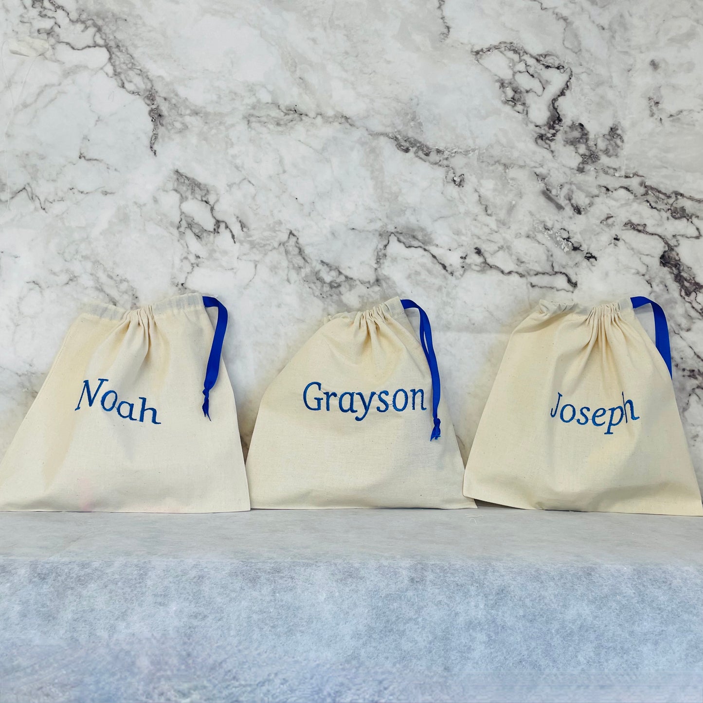 Dark Blue personalised cotton drawstring bags