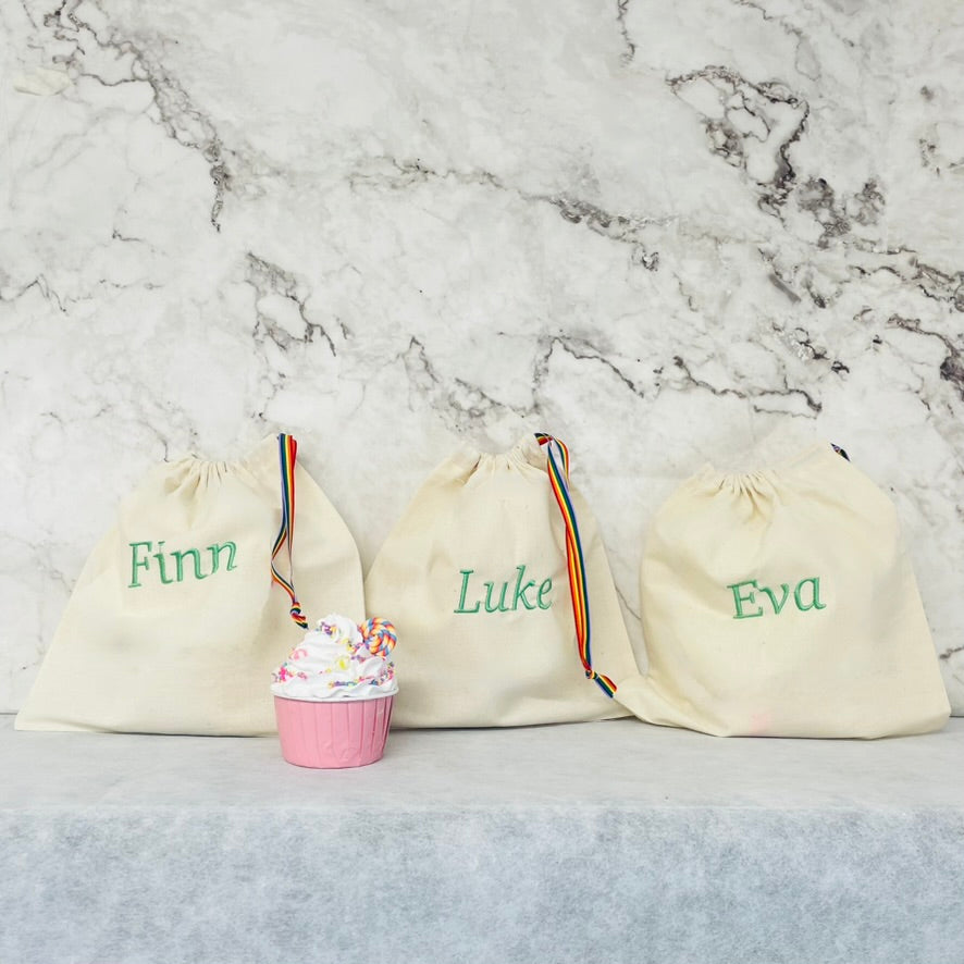 Light Green personalised cotton drawstring bags