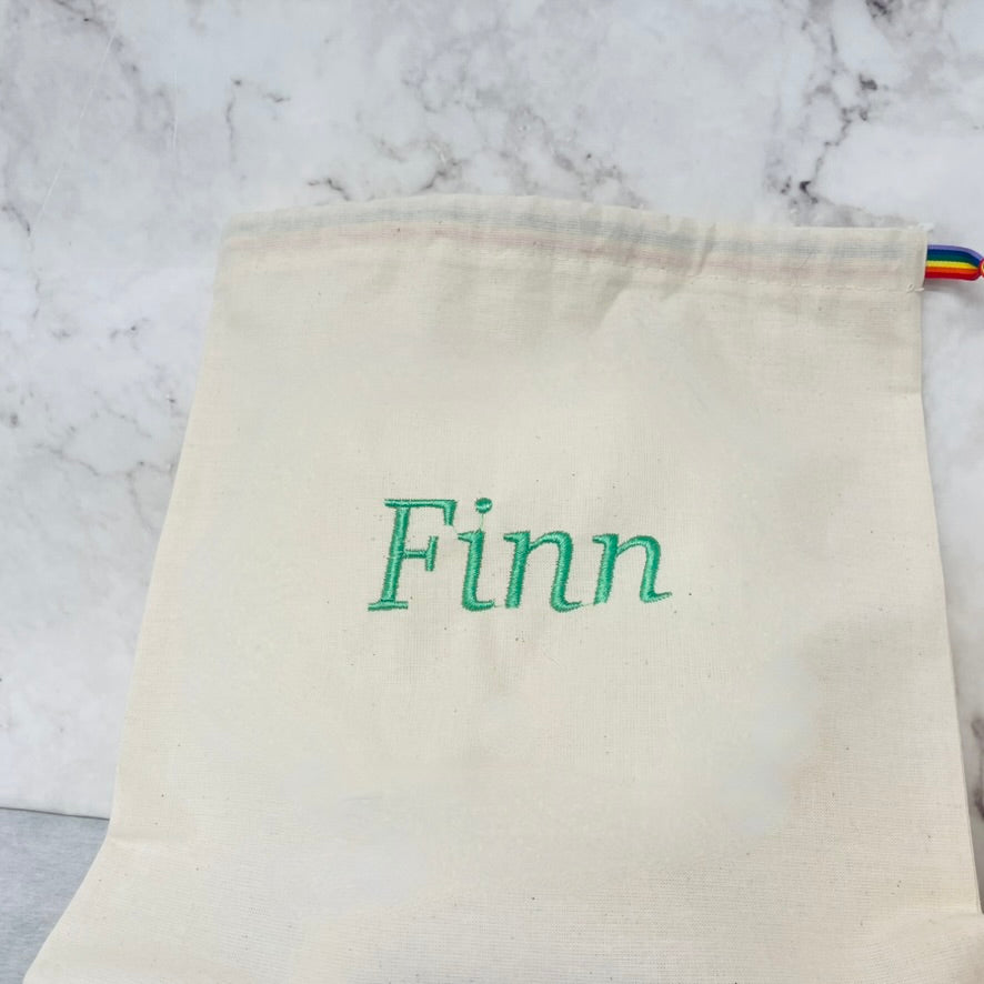 Light Green personalised cotton drawstring bags