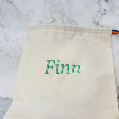 Light Green personalised cotton drawstring bags