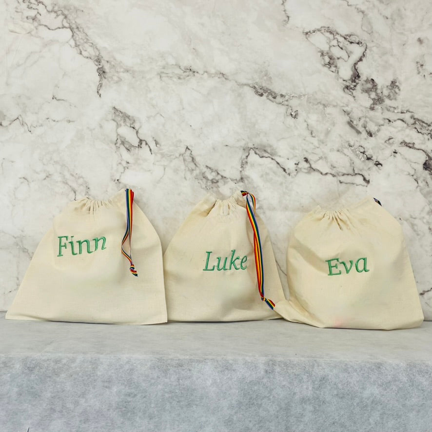 Light Green personalised cotton drawstring bags