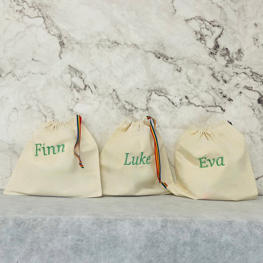 Light Green personalised cotton drawstring bags