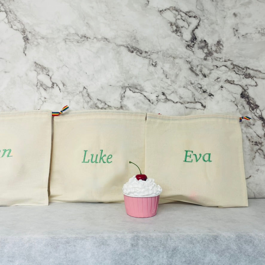 Light Green personalised cotton drawstring bags