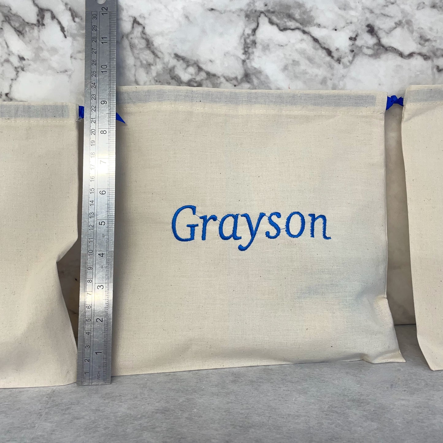 Dark Blue personalised cotton drawstring bags