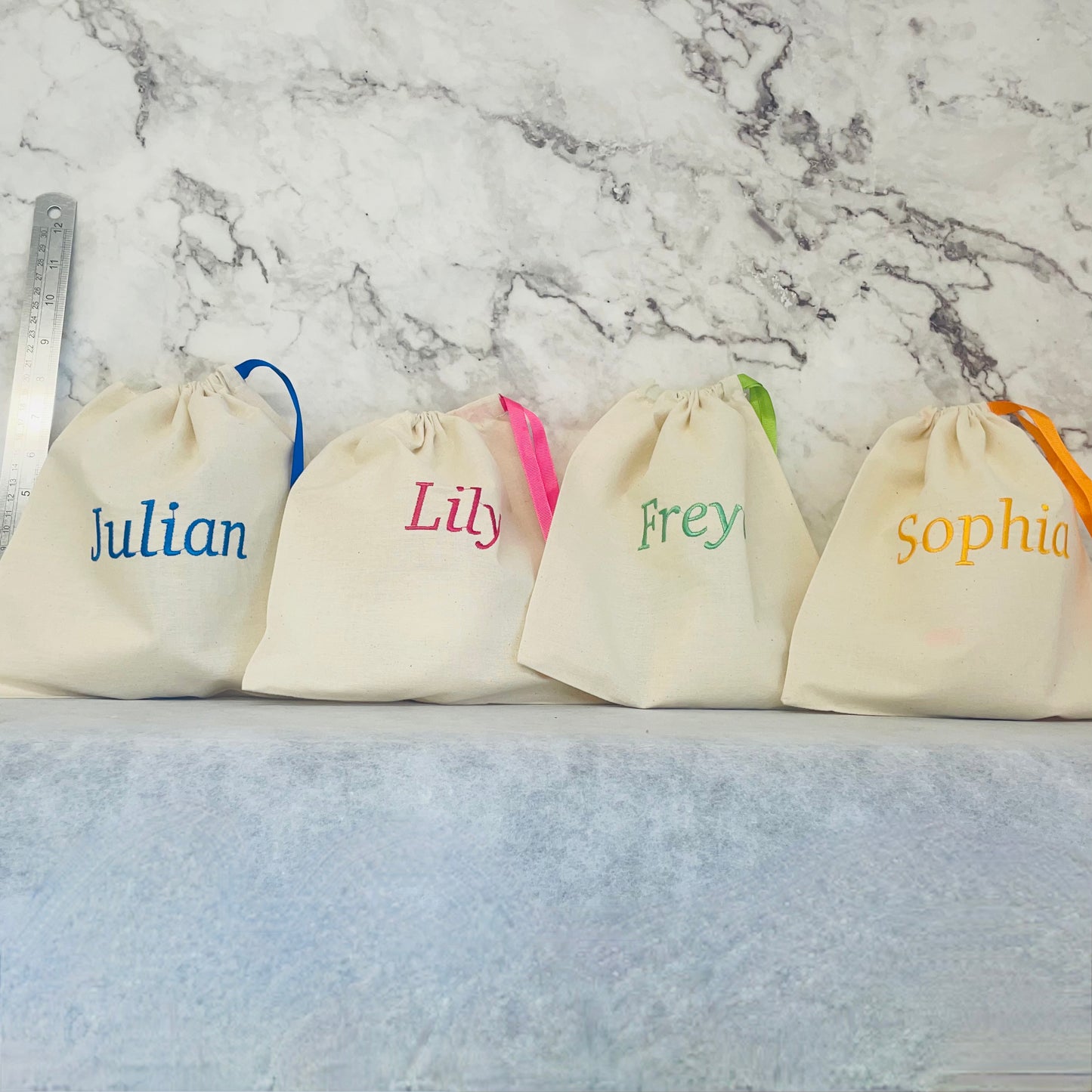 MULTICOLOUR personalised cotton drawstring bags