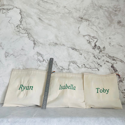 DARK GREEN personalised cotton drawstring bags