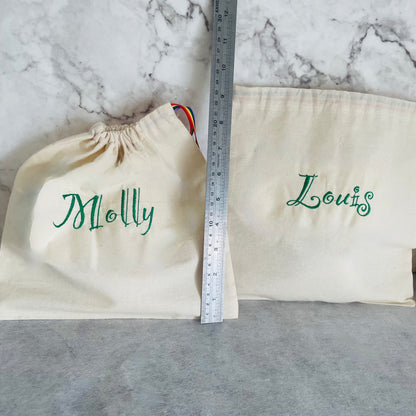 DARK GREEN personalised cotton drawstring bags