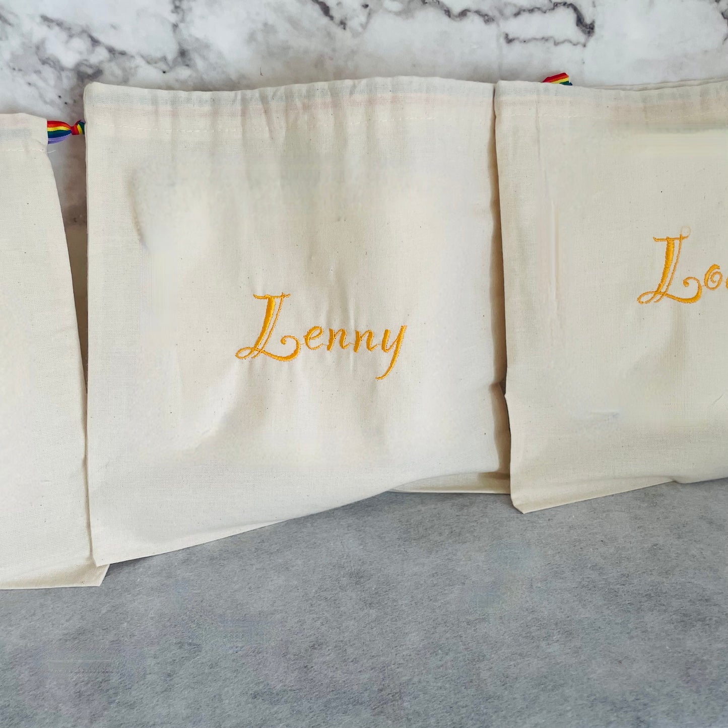 ORANGE personalised cotton drawstring bags