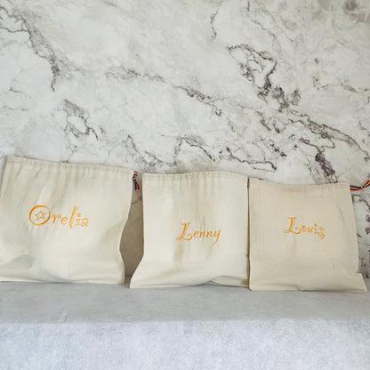 ORANGE personalised cotton drawstring bags