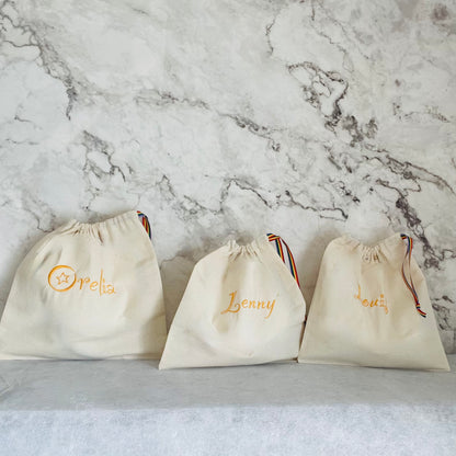 ORANGE personalised cotton drawstring bags