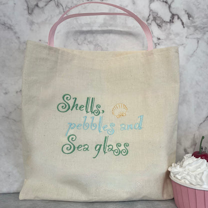 Shells, Pebbles and Sea Glass beach treasure travel bags.