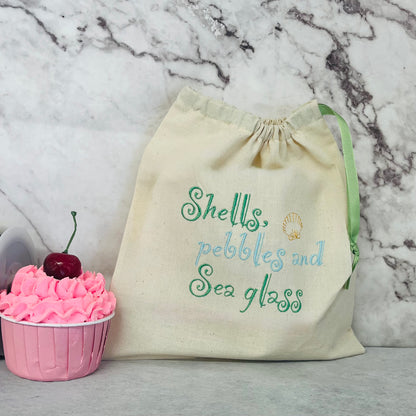Shells, Pebbles and Sea Glass beach treasure travel bags.