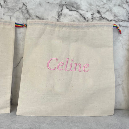 BABY PINK personalised cotton drawstring bags