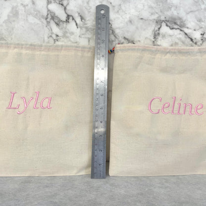 BABY PINK personalised cotton drawstring bags