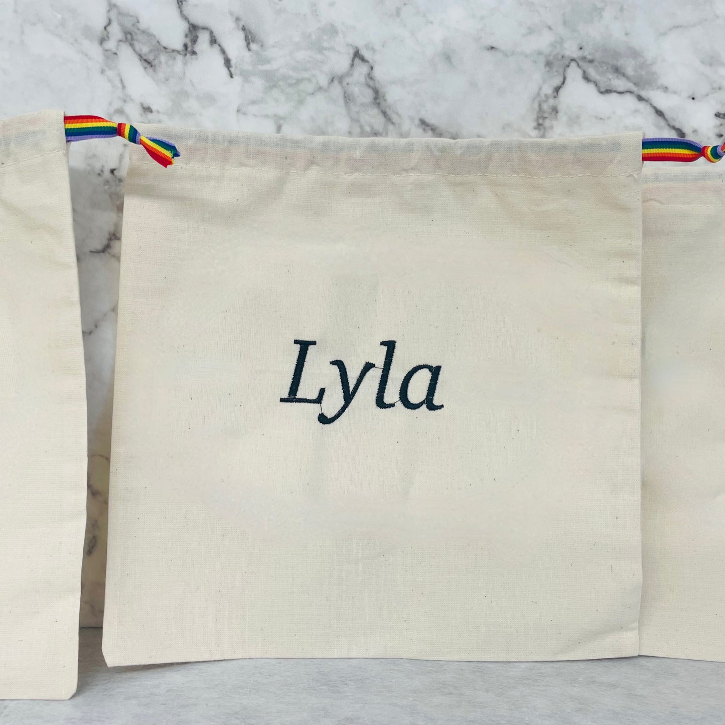 BLACK personalised cotton drawstring bags