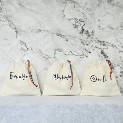 BLACK personalised cotton drawstring bags