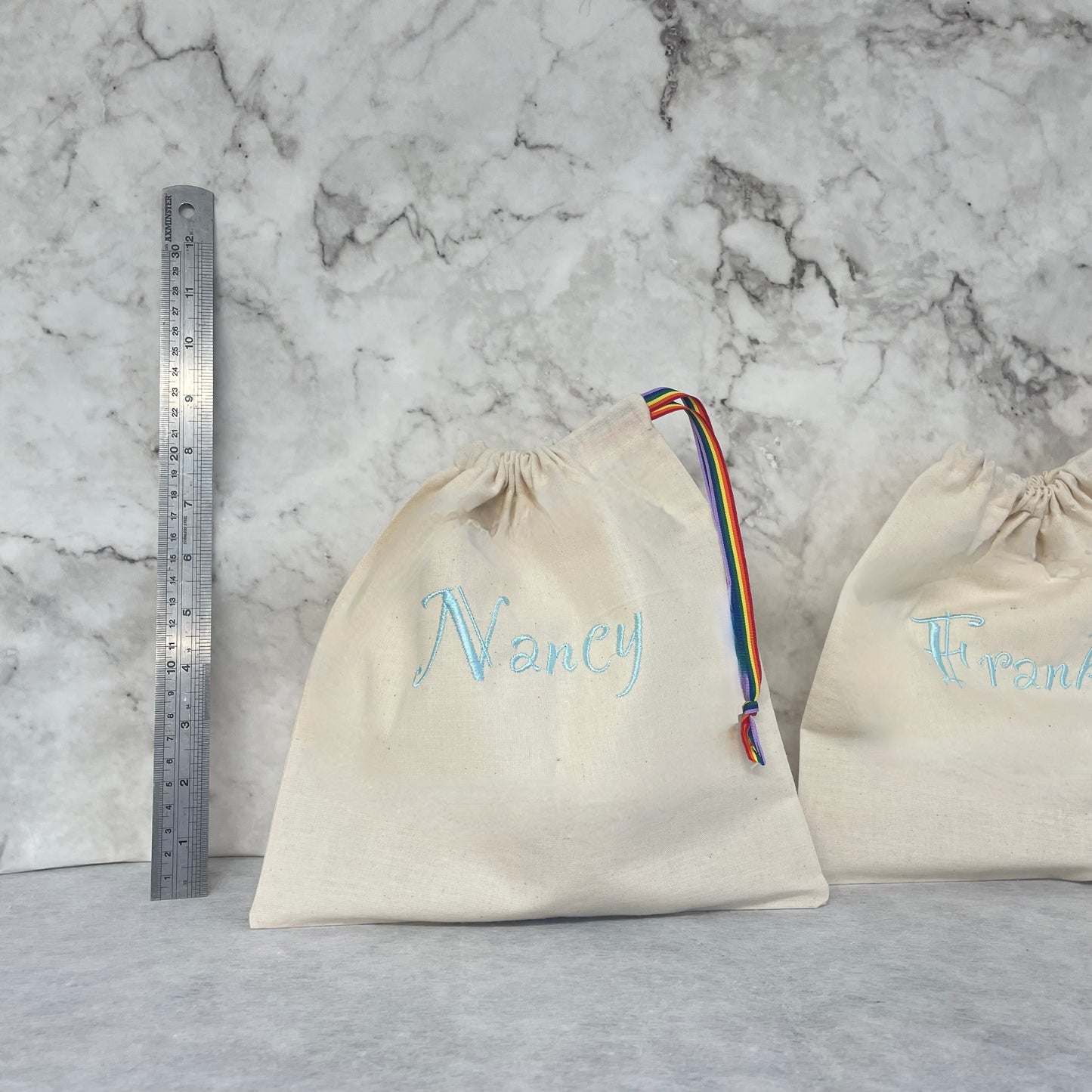 LIGHT BLUE personalised cotton drawstring bags