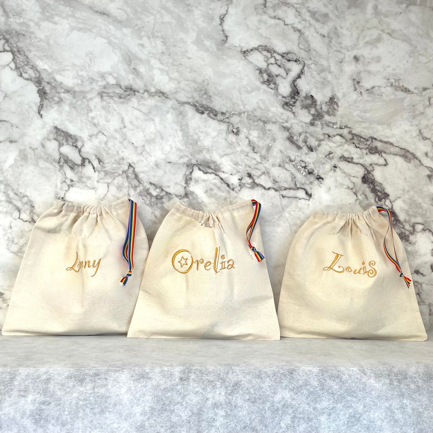 GOLDEN personalised cotton drawstring bags