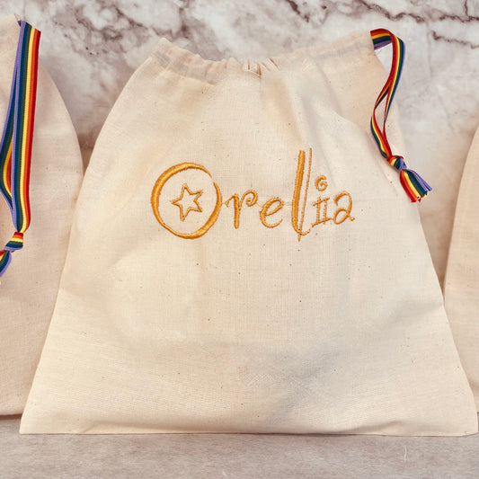 GOLDEN personalised cotton drawstring bags