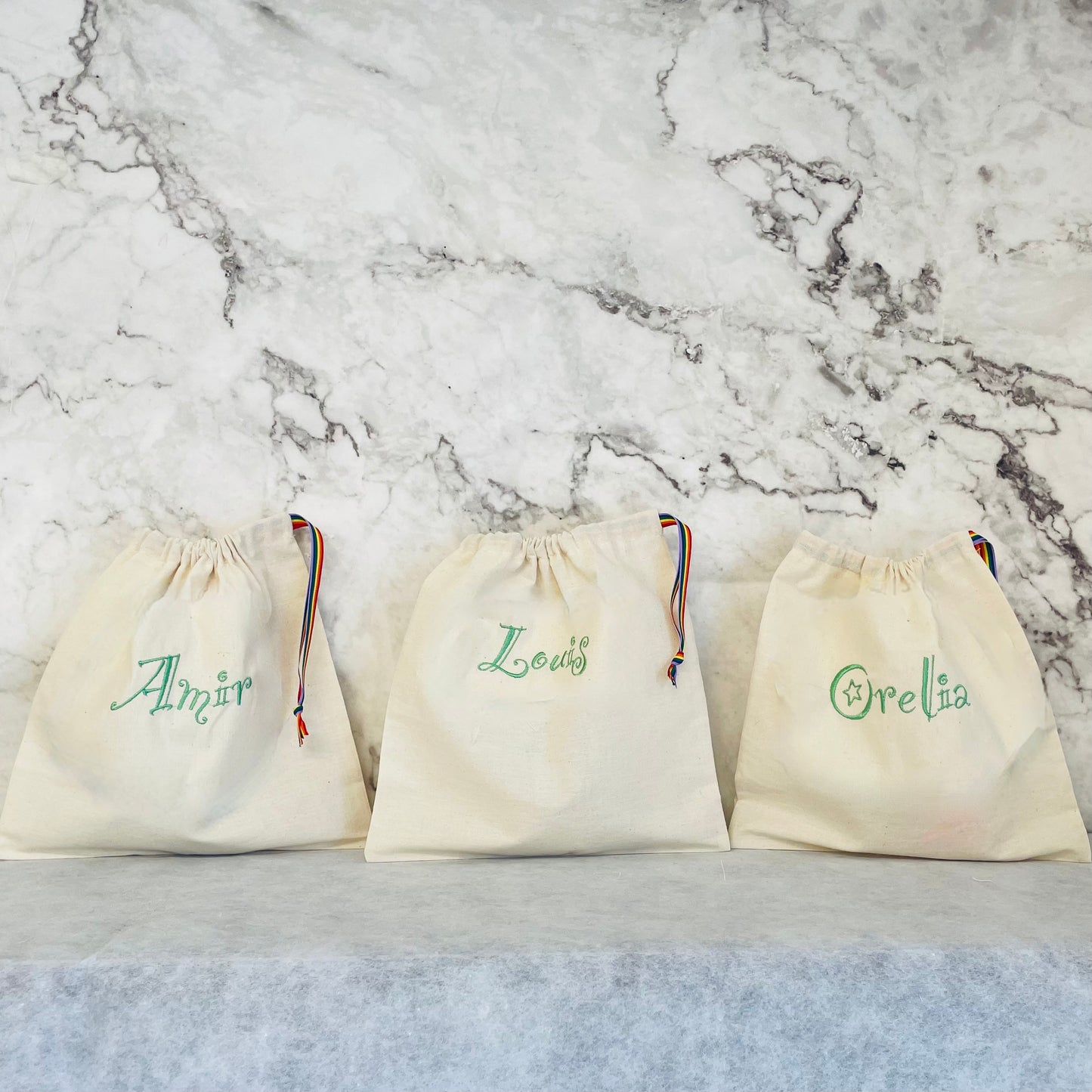 LIGHT GREEN drawstring personalised gift bag
