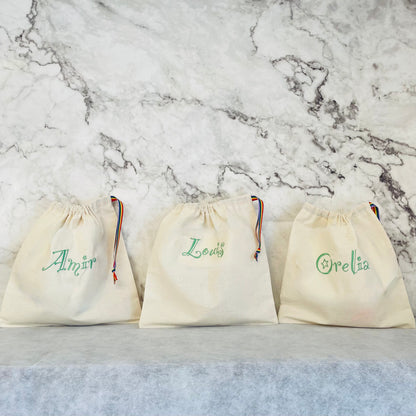 LIGHT GREEN drawstring personalised gift bag