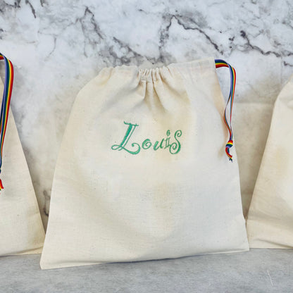 LIGHT GREEN drawstring personalised gift bag