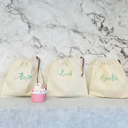 LIGHT GREEN drawstring personalised gift bag