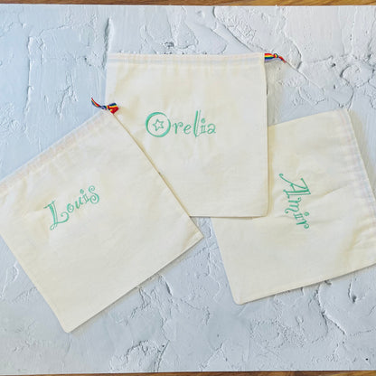 LIGHT GREEN drawstring personalised gift bag