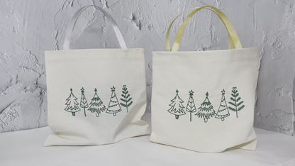 christmas gift bags, cotton party bag, Christmas trees, christmas party gift bags, fabric bags, eco christmas gift, present bag, reusable