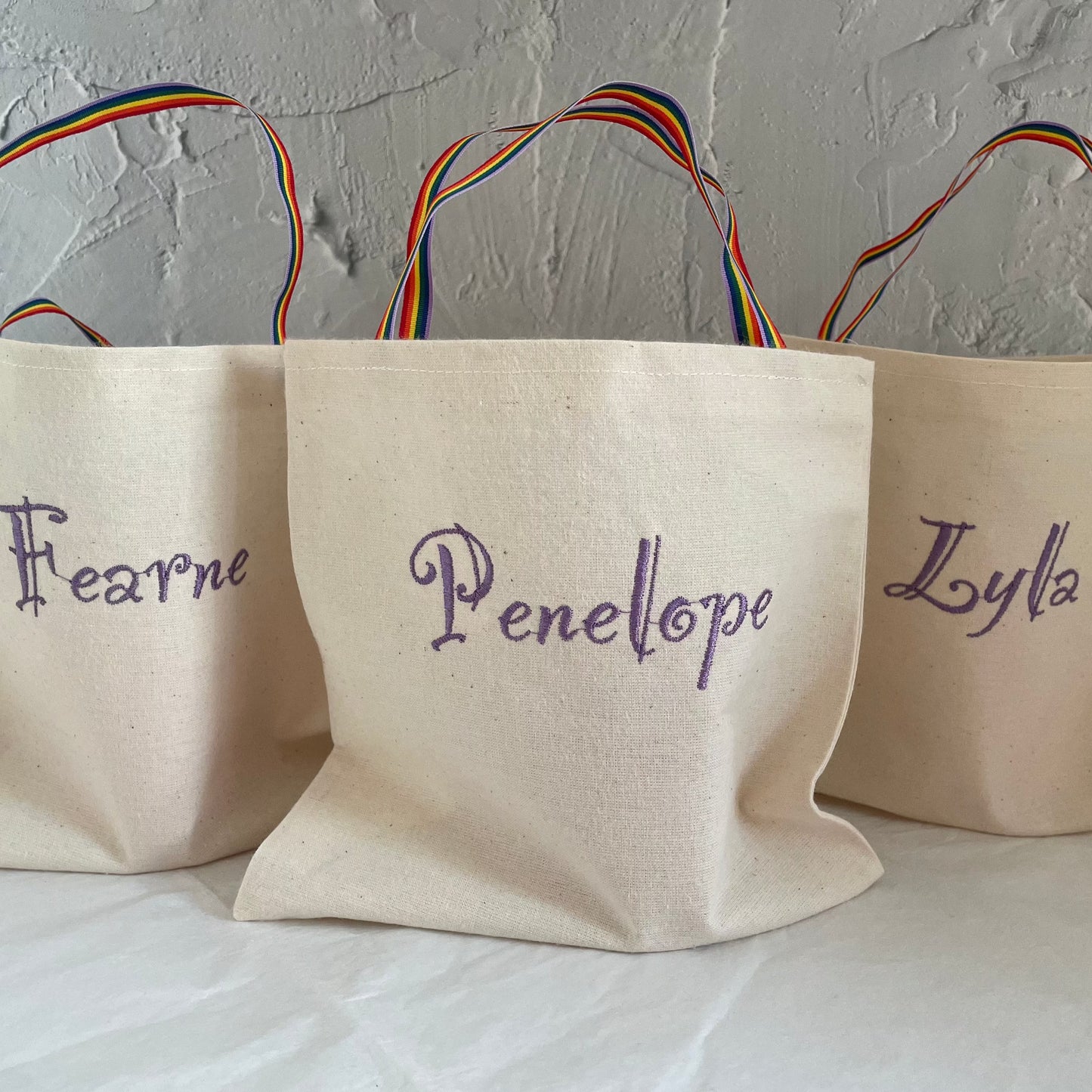 PURPLE Personalised Fabric Party Bags