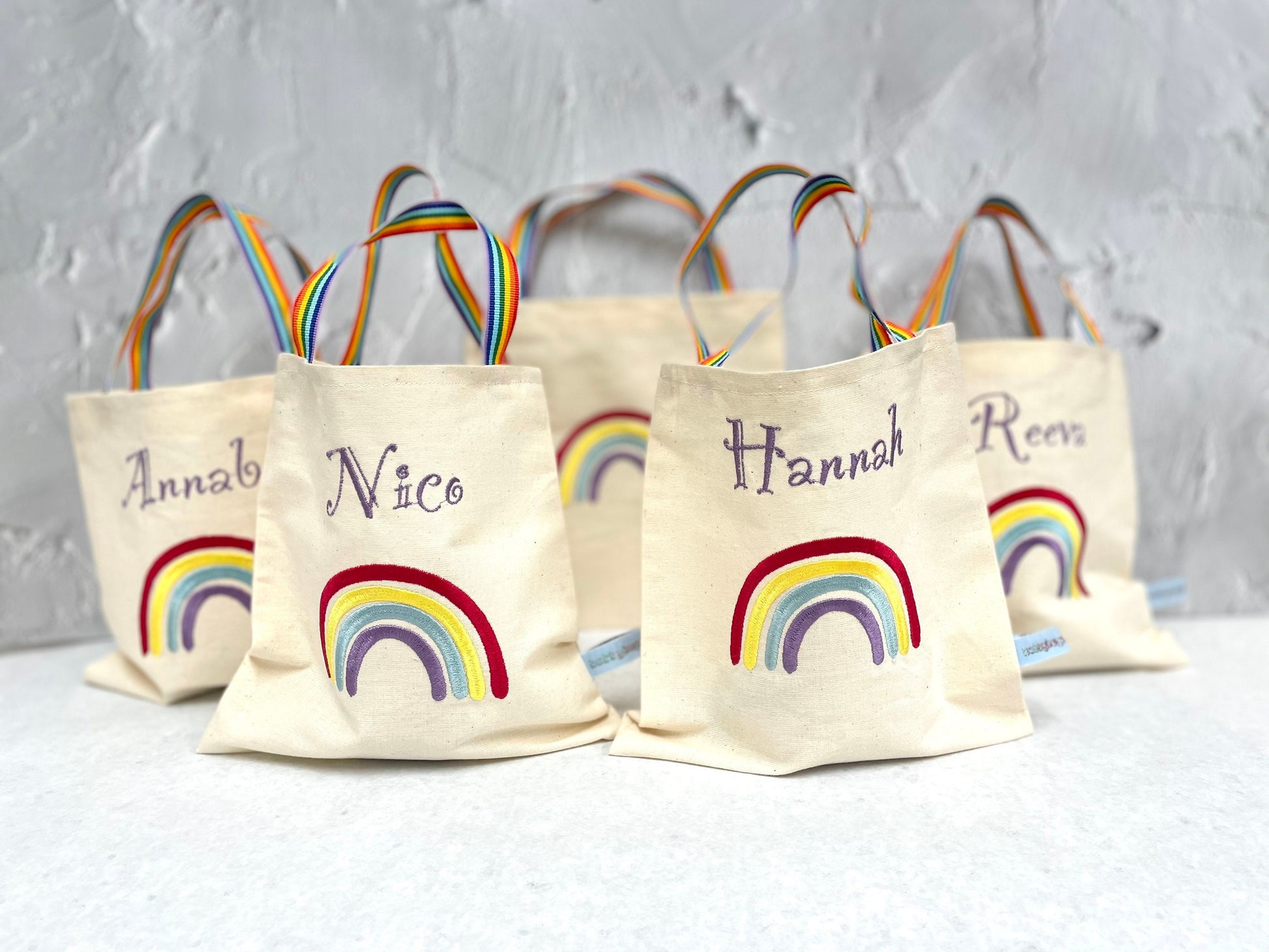 Rainbow party bag, Personalised favour bags, Partnership wedding favour, party bags for kids, fabric party bags, party bag fillers, gift bag