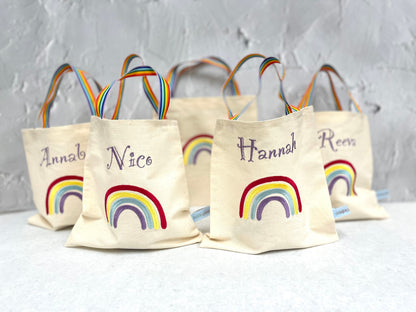 Rainbow party bag, Personalised favour bags, Partnership wedding favour, party bags for kids, fabric party bags, party bag fillers, gift bag