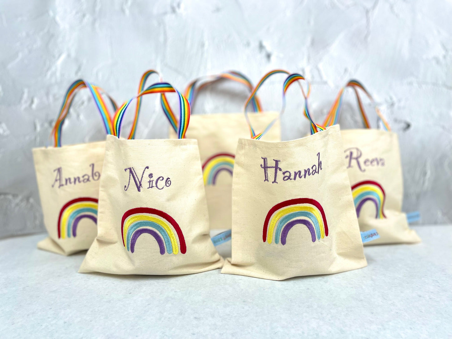 Rainbow party bag, Personalised favour bags, Partnership wedding favour, party bags for kids, fabric party bags, party bag fillers, gift bag