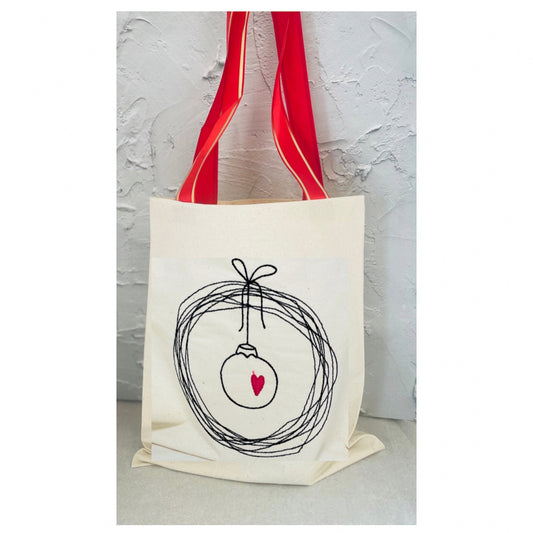 Christmas wreath tote bag, festive gift bag, shopping bag, tote bag for Christmas, Christmas gifts for mum, minimalist tote, christmas gift