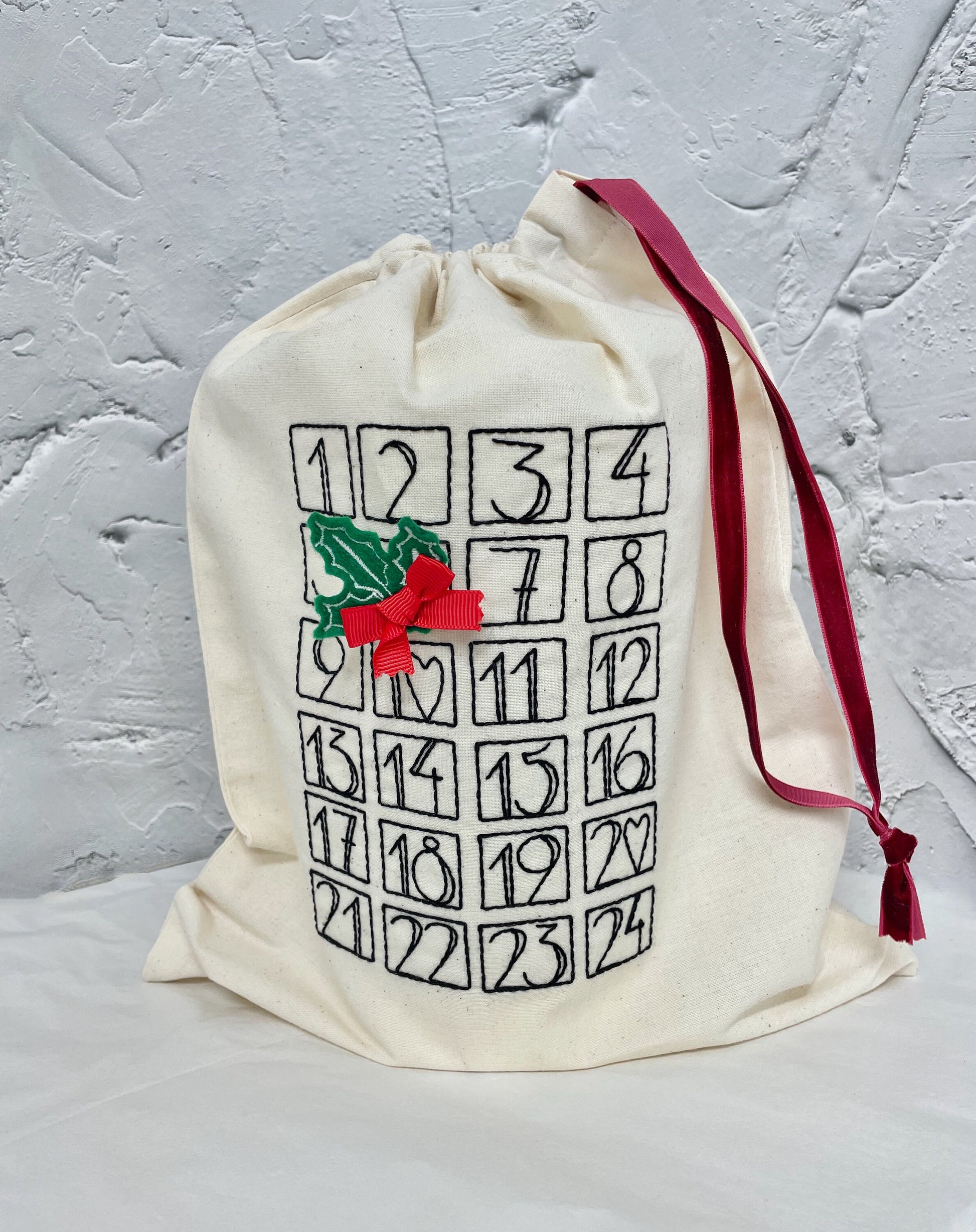 Personalised advent calendar, advent sack for grown ups, cotton calendar bag, Christmas decor for kids, Christmas sack, reusable calendar