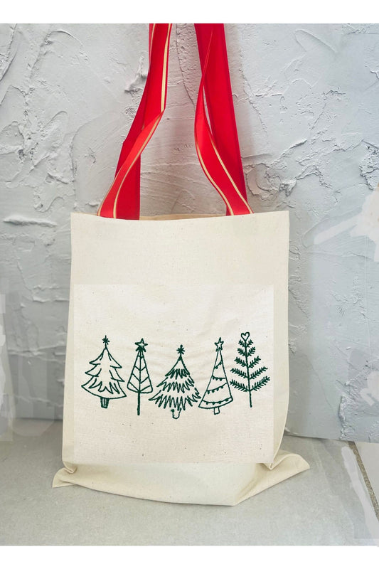 Christmas tree tote bag, festive gift bag, shopping bag, tote bag for Christmas, Christmas gifts for mum, minimalist tote, christmas present